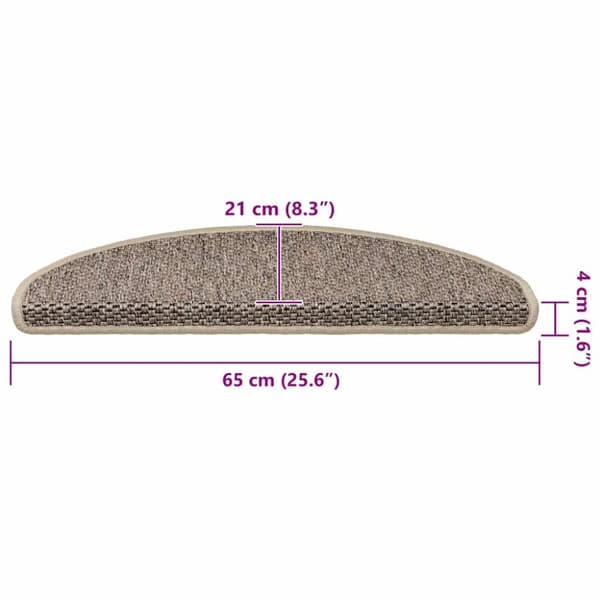 vidaXL Selvklebende trappematter sisal 15 stk 65x21x4 cm mørk beige