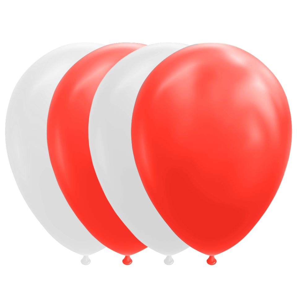 Rood Witte Ballonnen 30cm 10st