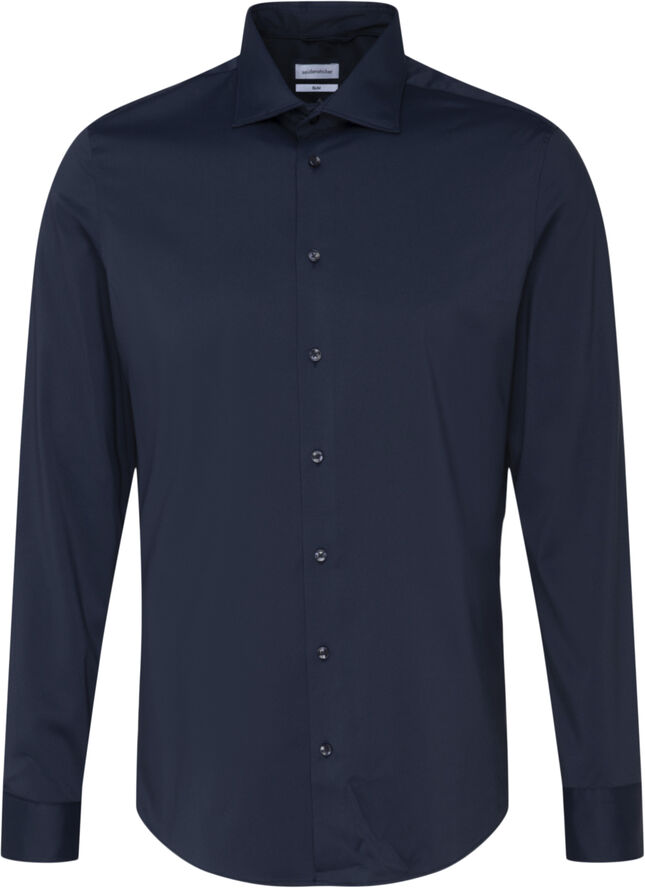 Seidensticker Performance shirt Slim Long sleeve Kent-Collar Uni Blue
