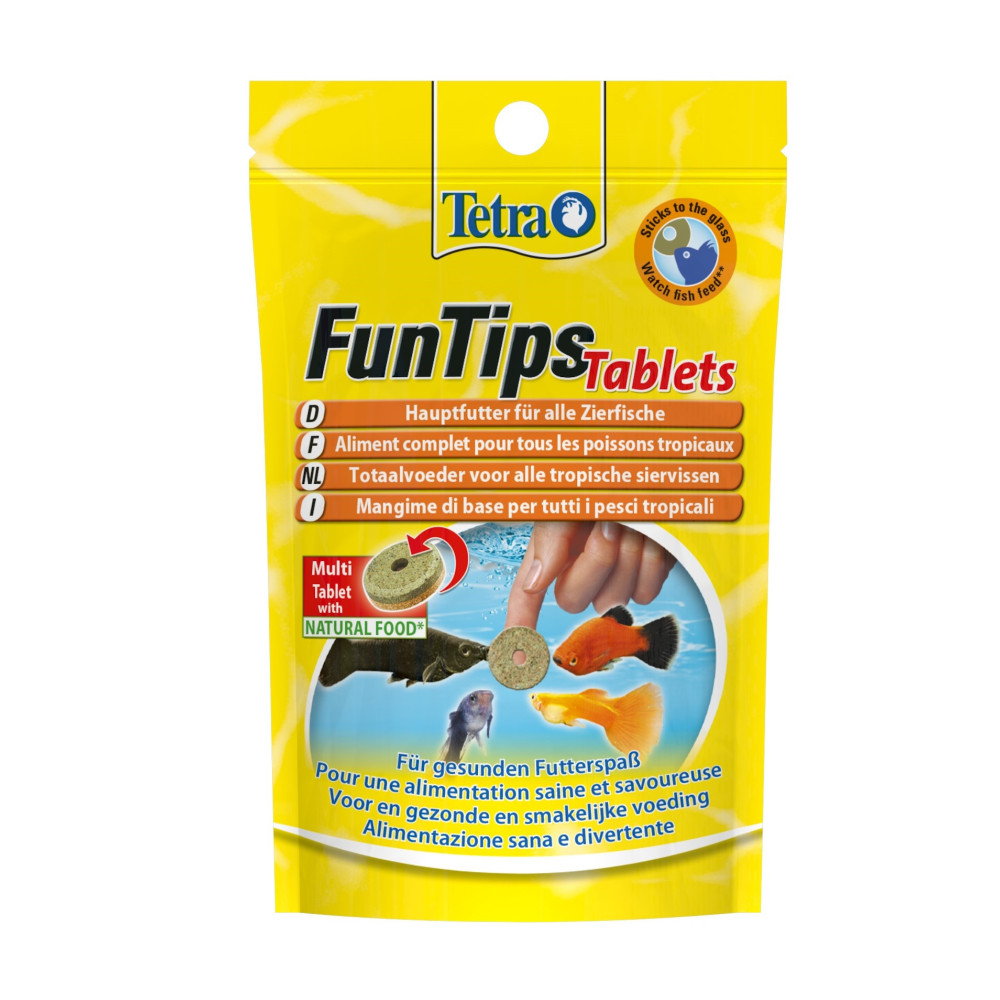 Aliment complet pour tous les poissons tropicaux 8 g - 20 pastilles funtips