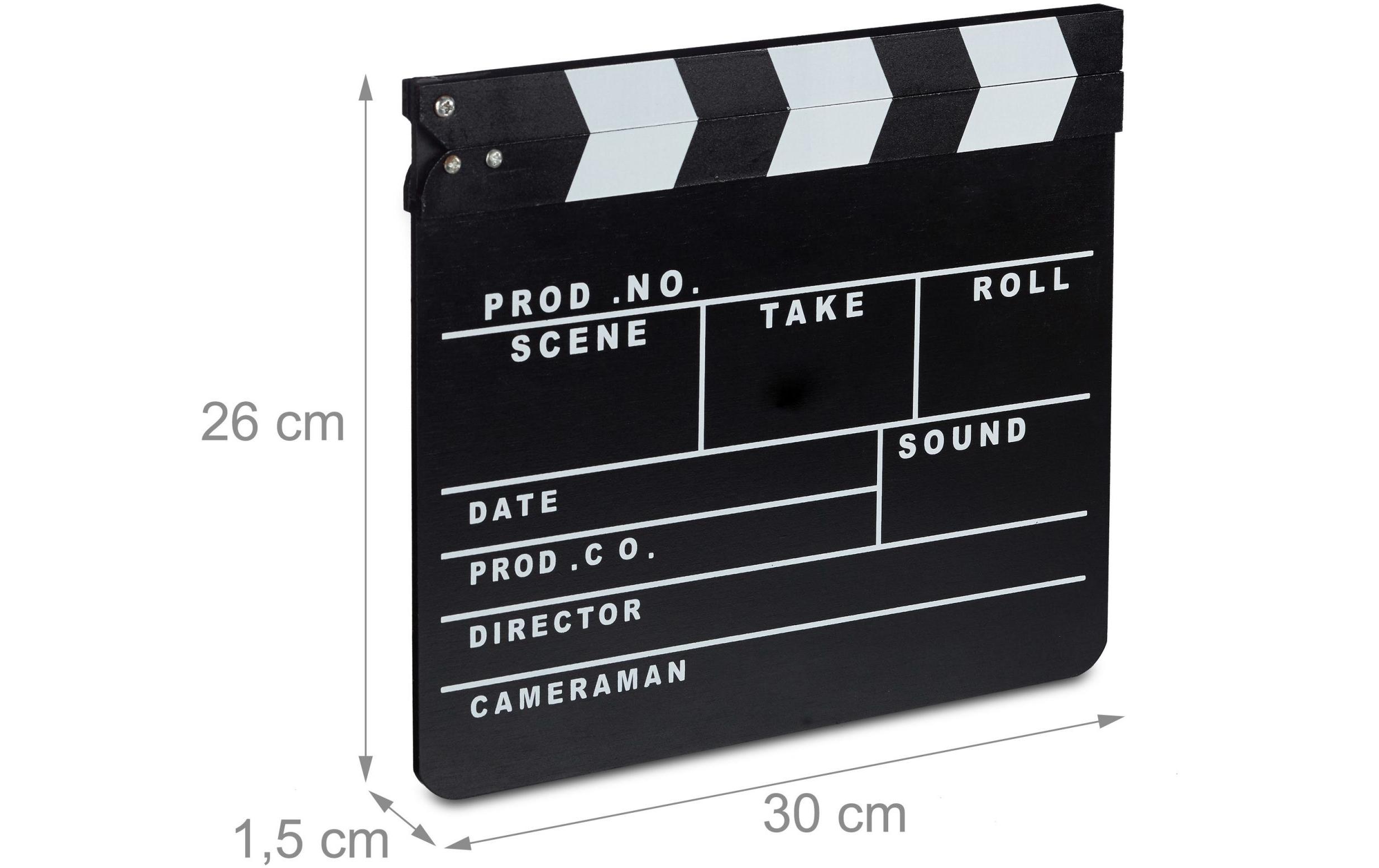 Partyaccessoire Filmklappe 26 x 30 cm, SchwarzRegieklappe zum Beschriften