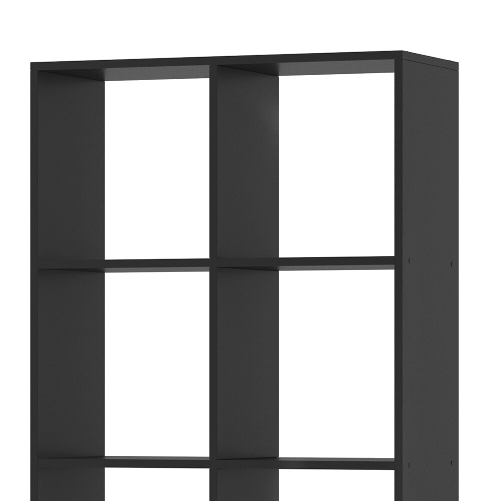 Vicco Raumteiler Scutum 8 Fächer Schwarz 140 x 72 cm - Regal Bücherregal Standregal Aktenregal Raumtrenner