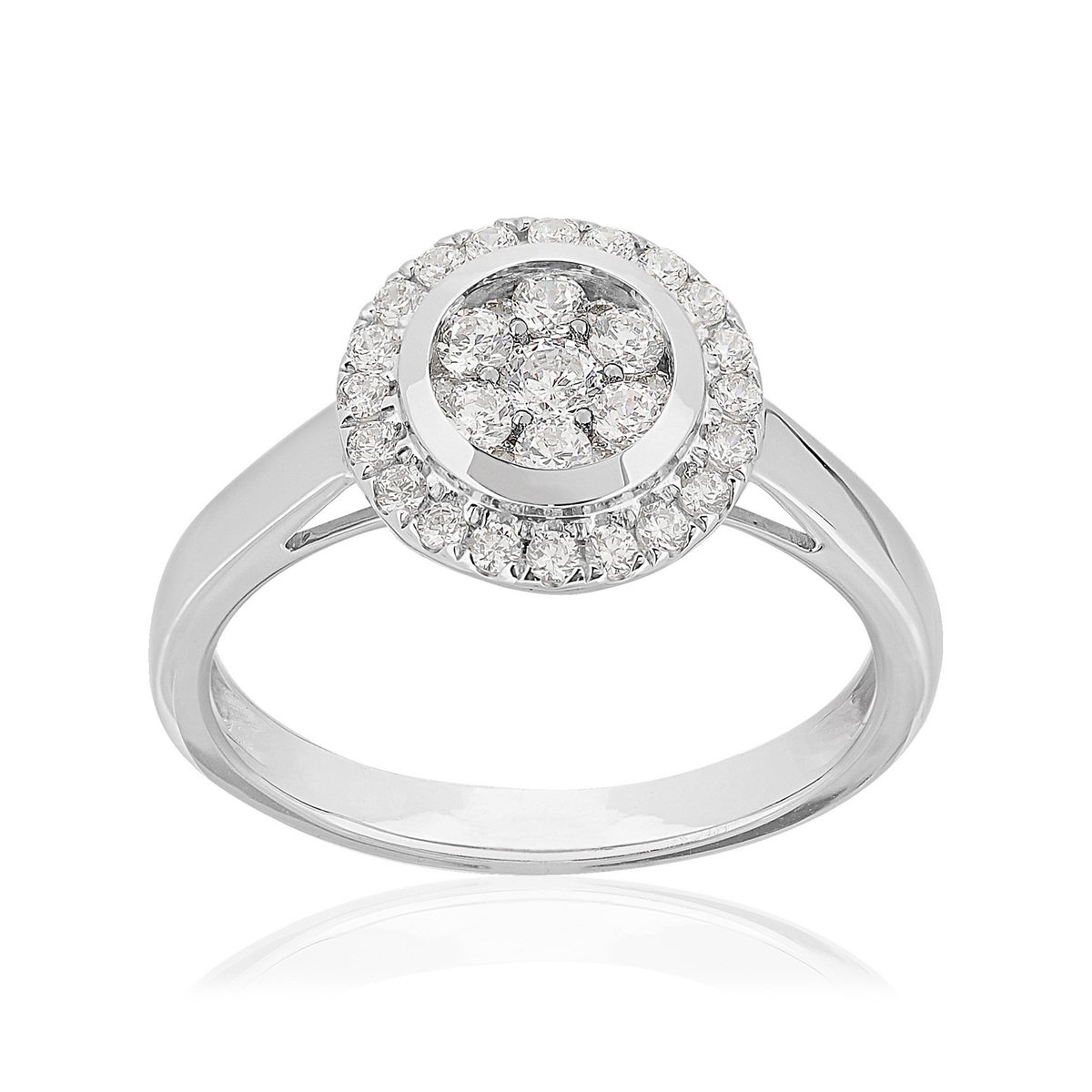 Bague or 750 blanc diamants synthétiques 0.50 carat