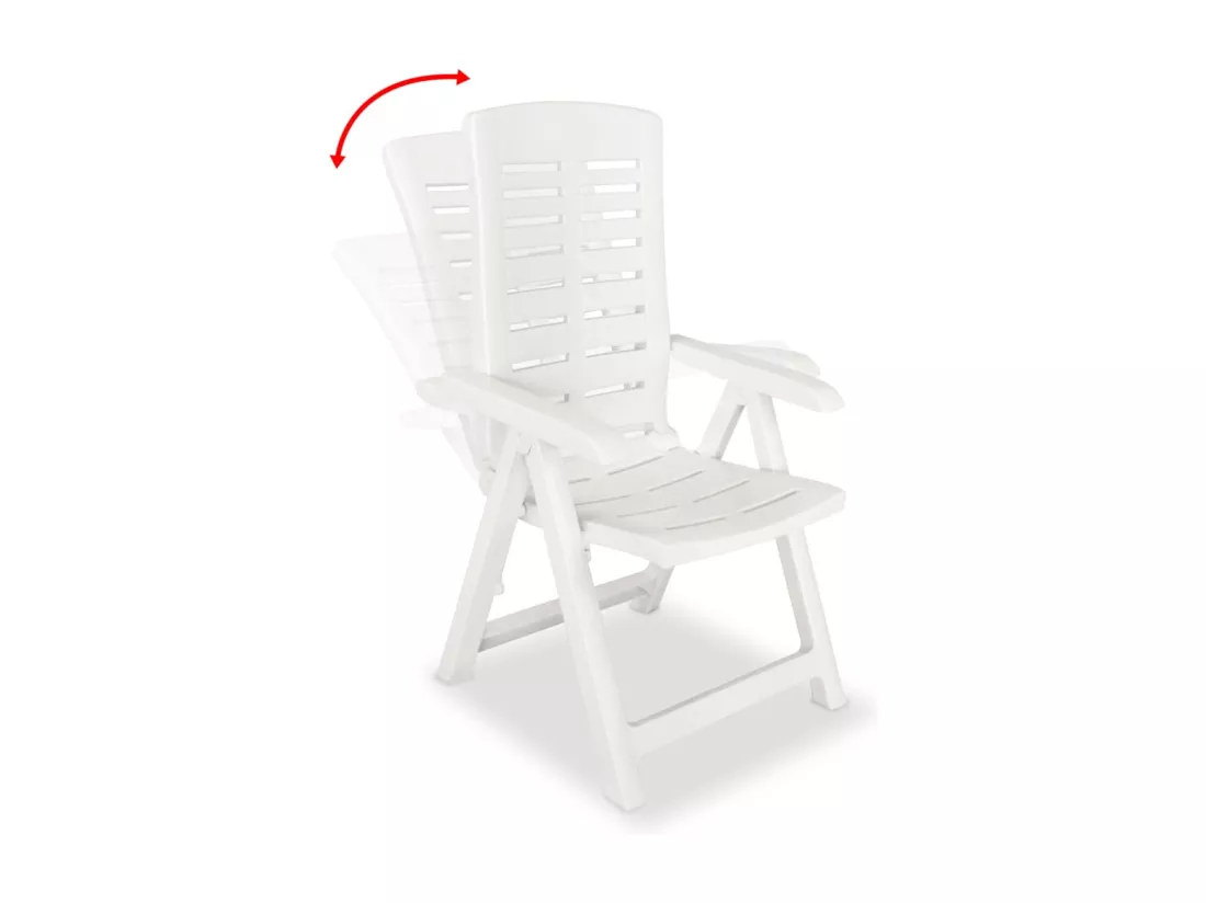 2 pièces Chaises inclinables de jardin Plastique Blanc