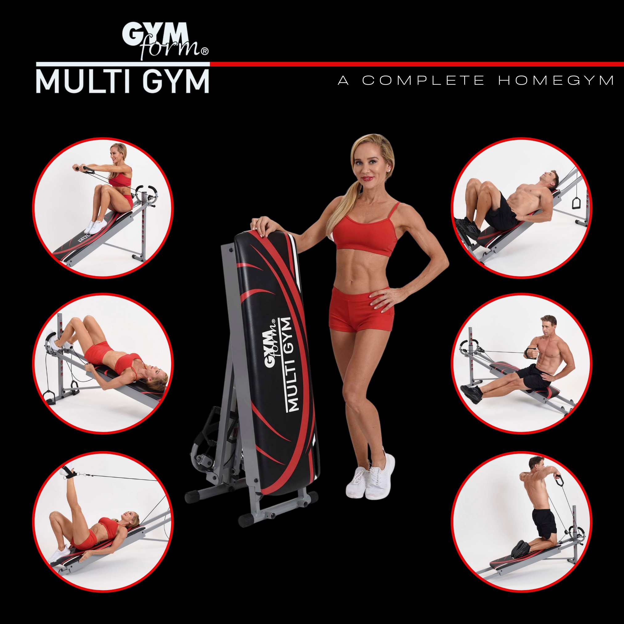 Gymform® Kraftstation klappbar - Liege Heimtrainer - Fitness Bank Multigym