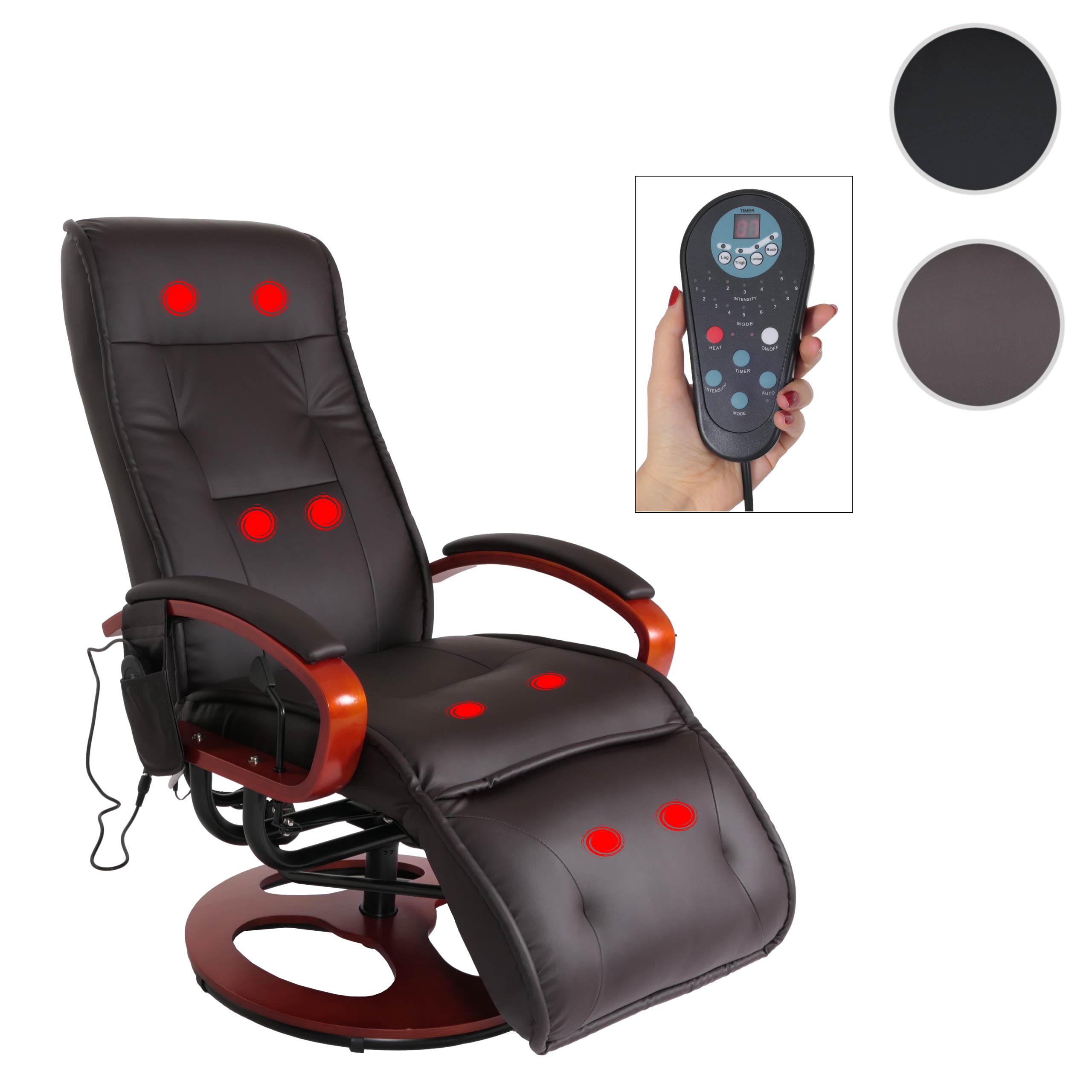 Relaxsessel Terni II mit Massage ~ Kunstleder, coffee