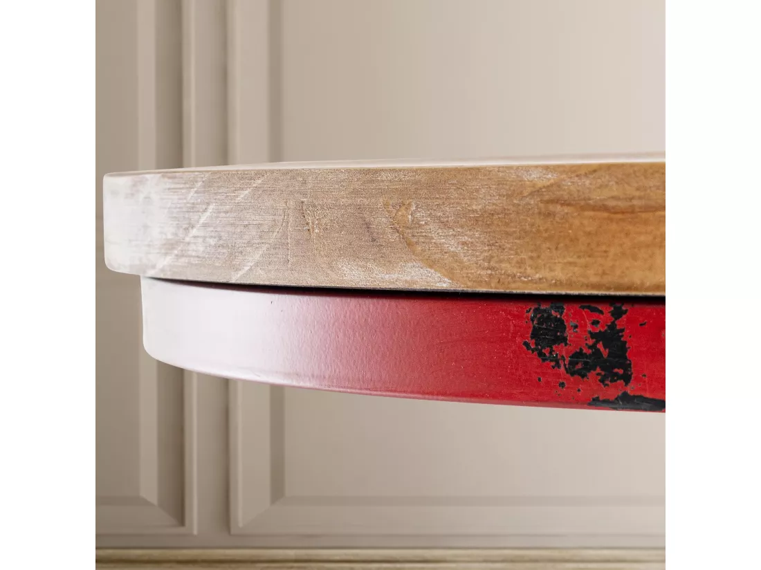 Lot de 2 Table haute - rond Ø 54 cm - Métal - Rouge - Ruhr