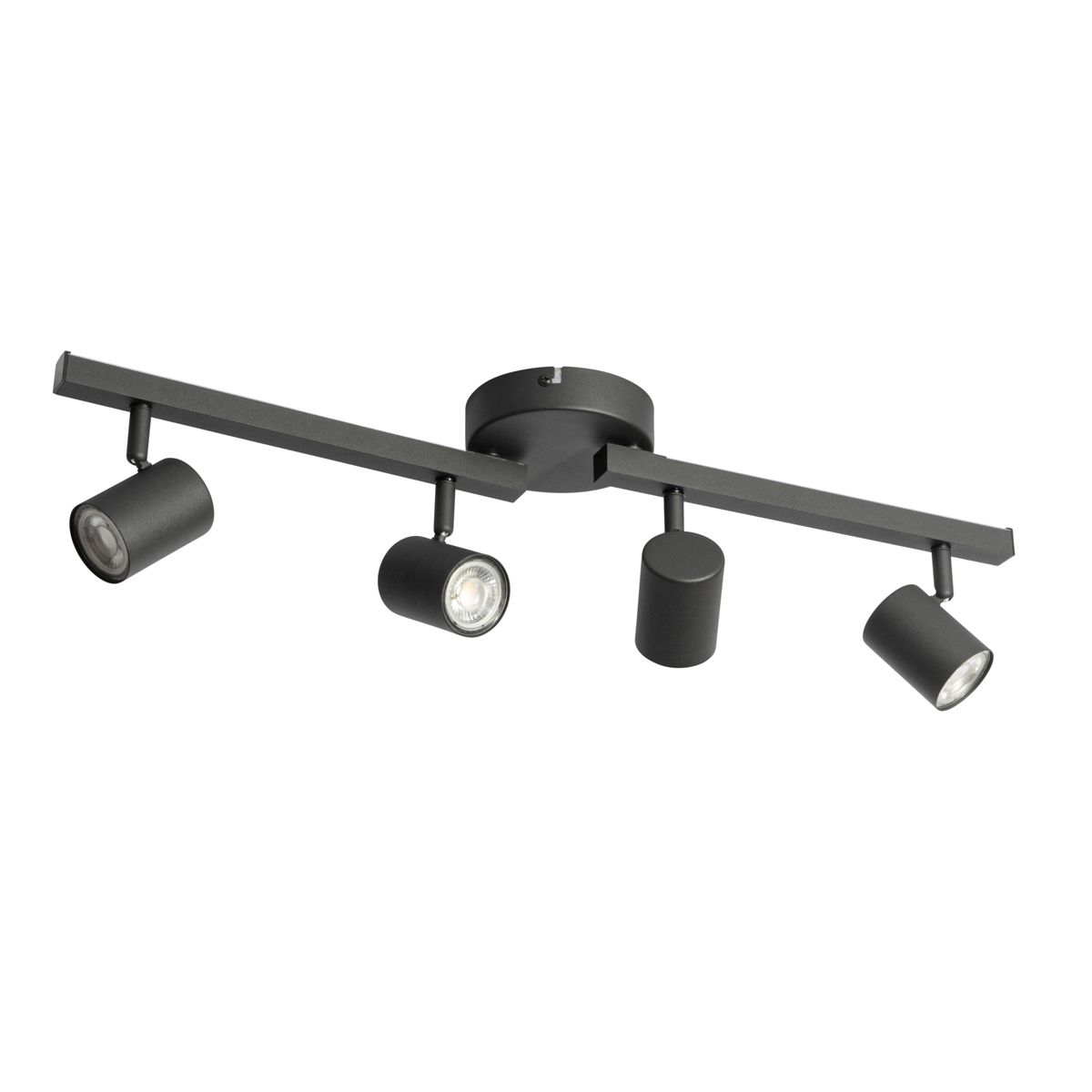 Plafondspot zwart GU10 50mm 4-lichts incl. backlight - Back Up