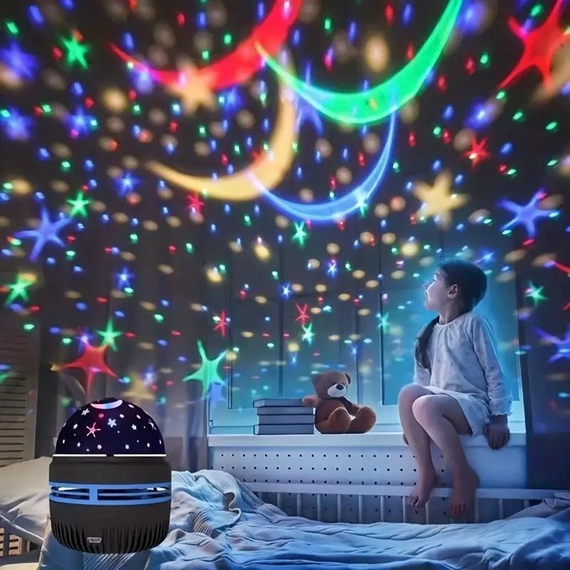 (9x7cm) Mini LED Sternenhimmel USB Projektor 360° Rotierender Nachthimmel Galaxy Lampe Schlafzimmer Nachtlicht