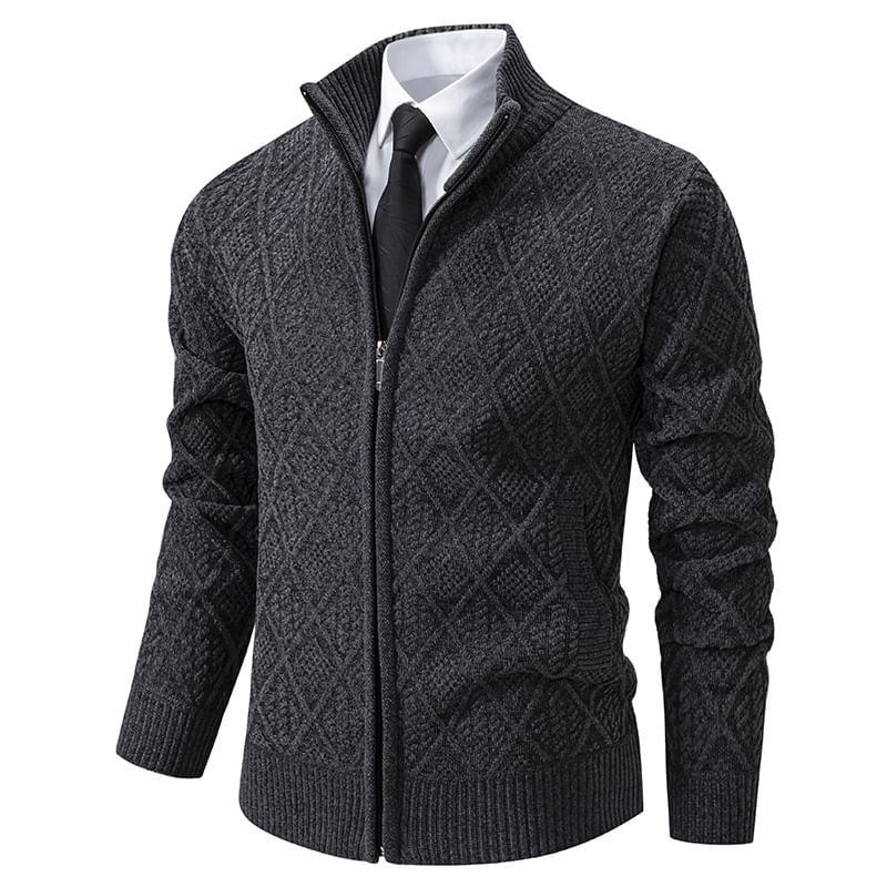 Sunkissed - Mock Neck Jacquard Zip Cardigan