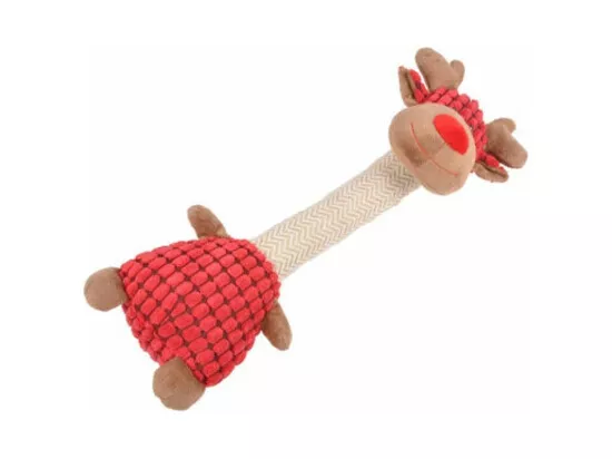 Jouet peluche Renne sonore - Rouge - L 32 x l 10 cm