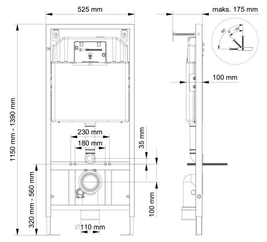 Sanigoods Andes toiletset met Saniclear Itsie randloos toilet zwart mat