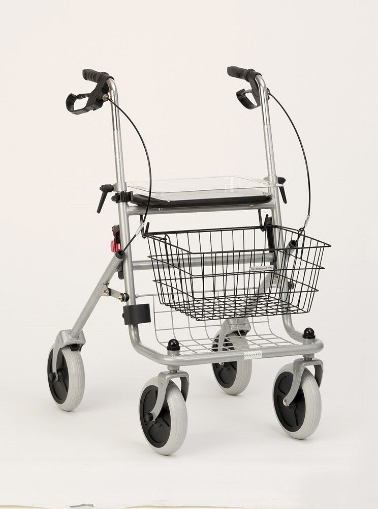 Rollator mit Korb und Tablett blau