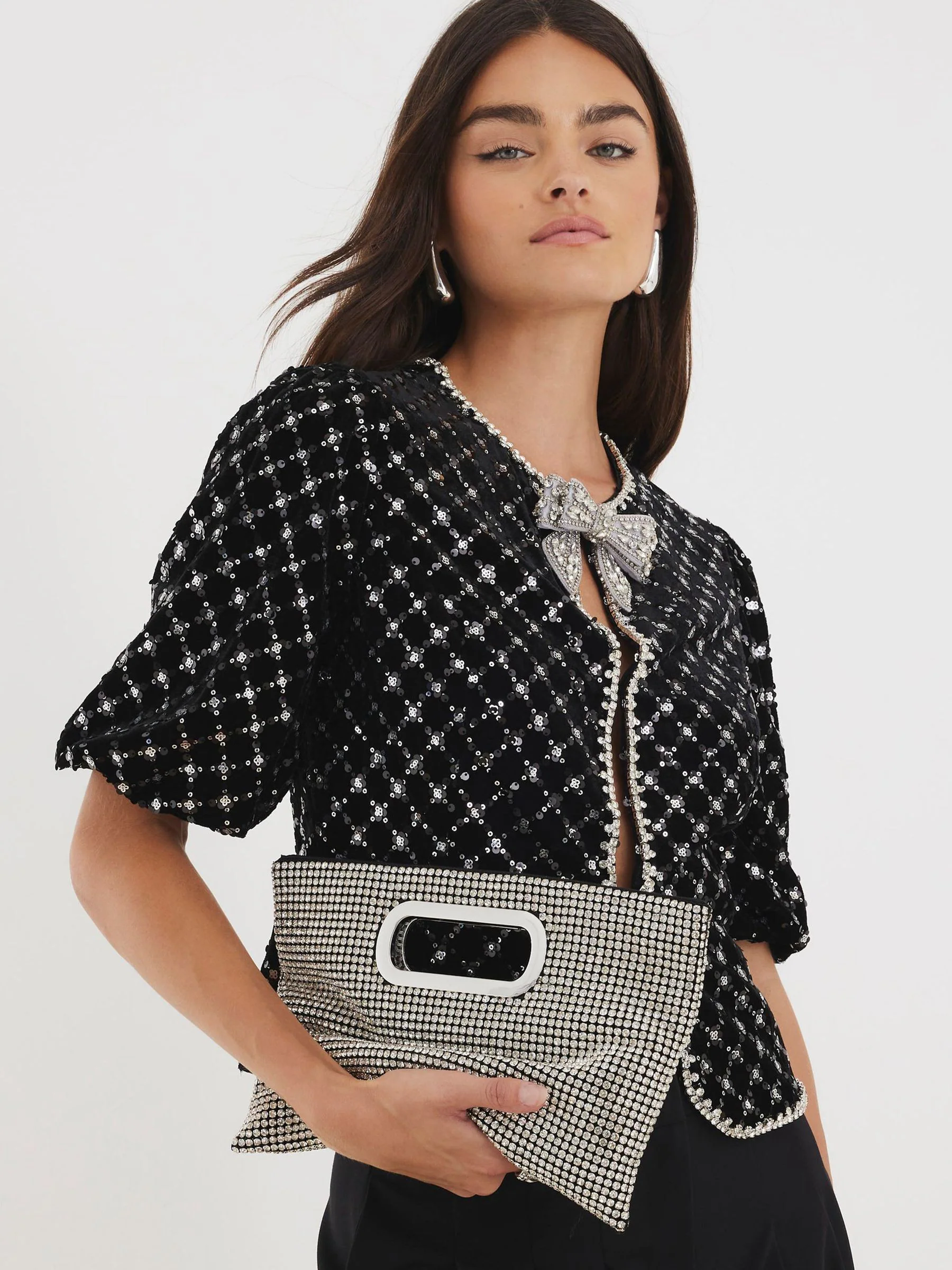 River Island Handle Diamante Clutch Bag