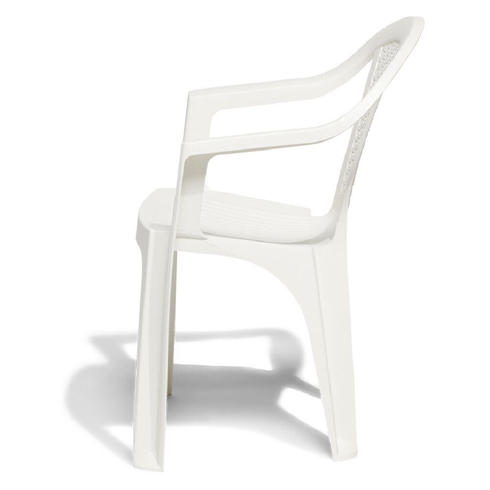 Fauteuil monobloc Viva plastique blanc dossier tressé 56x53xH80cm