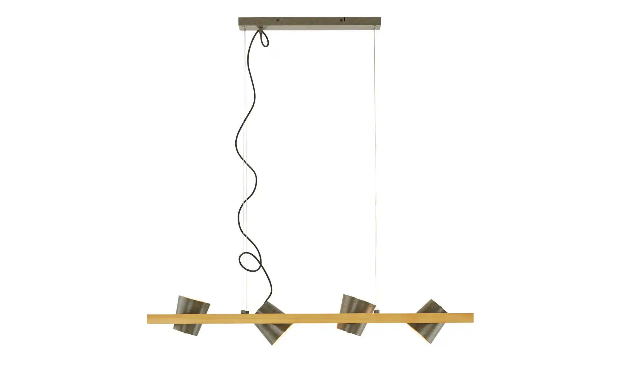 Trio Pendelleuchte, 4-flammig, Nickel antik mit Pinienholz