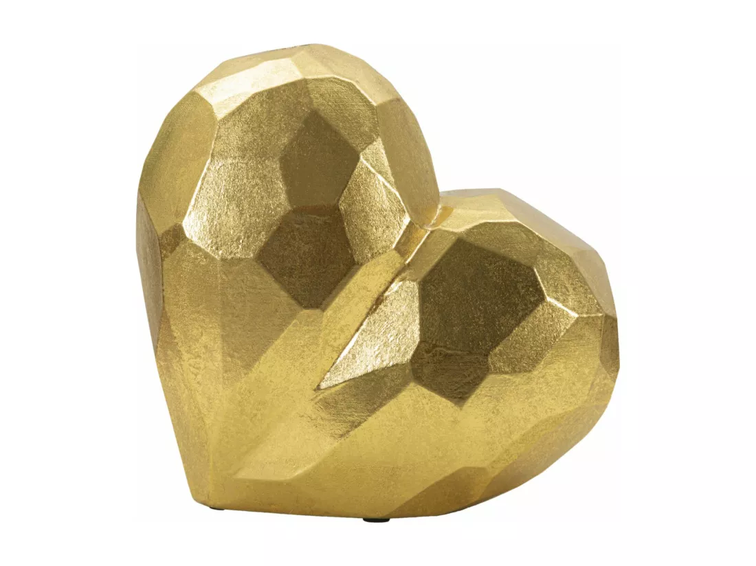 Vase coeur en résine dorée 19x9x18 cm
