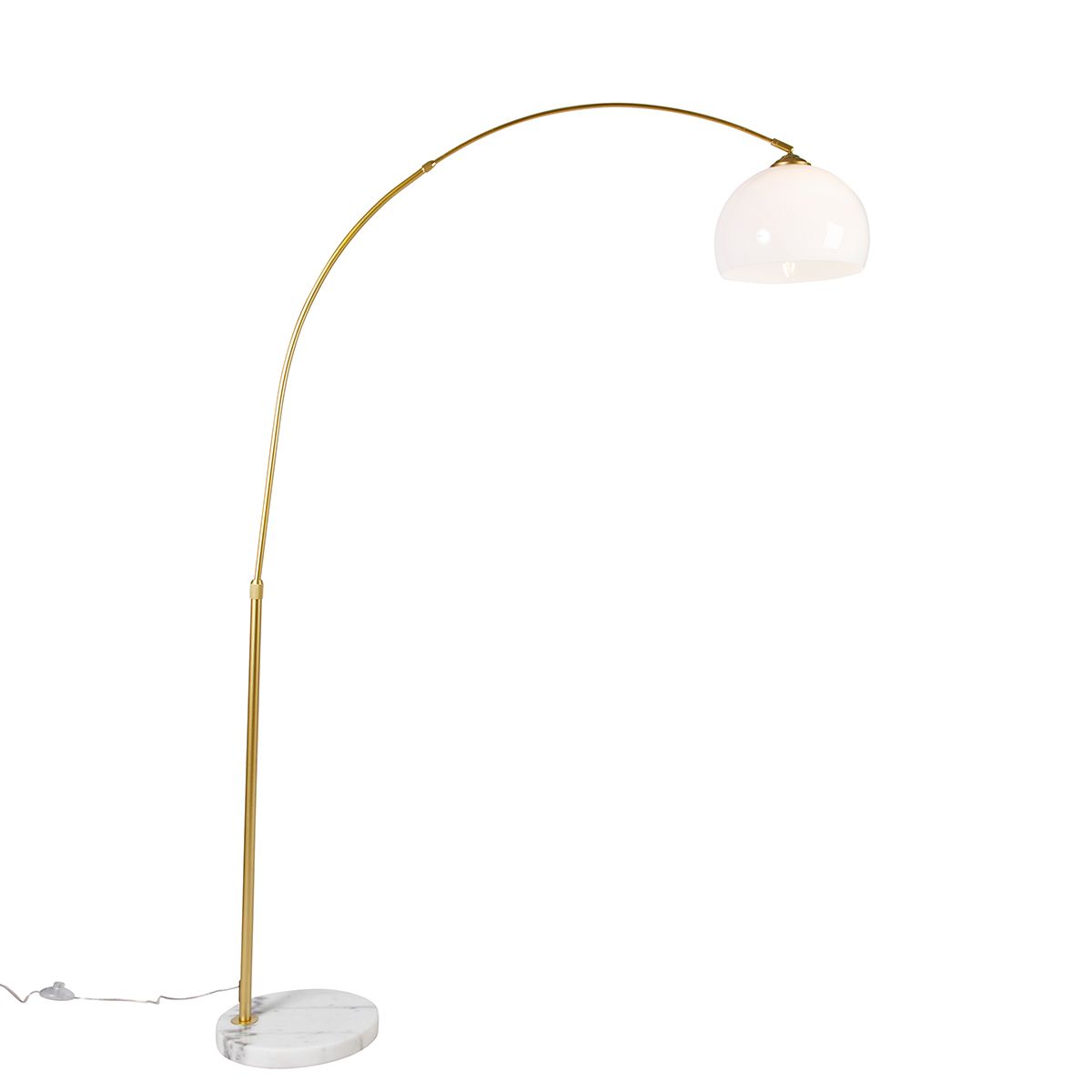 Smart booglamp messing met witte kap incl. Wifi A60 - Arc Basic