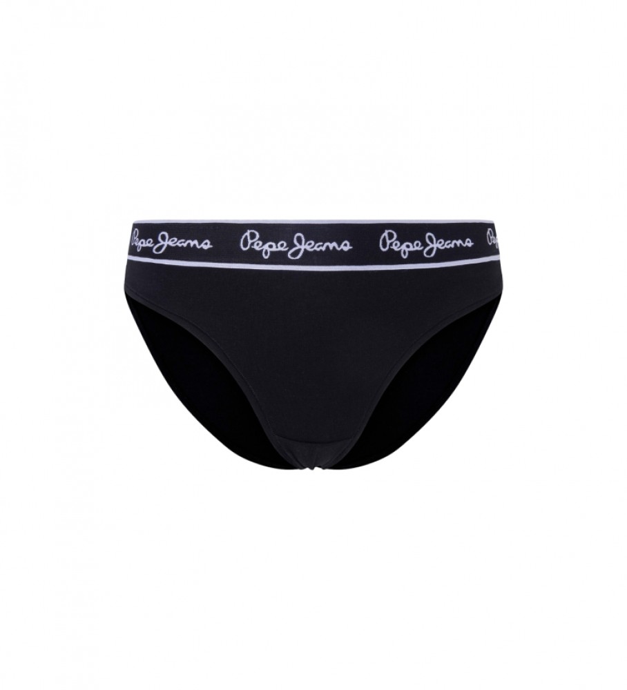 Cueca clássica Pepe Jeans com estampa do logo, preta.