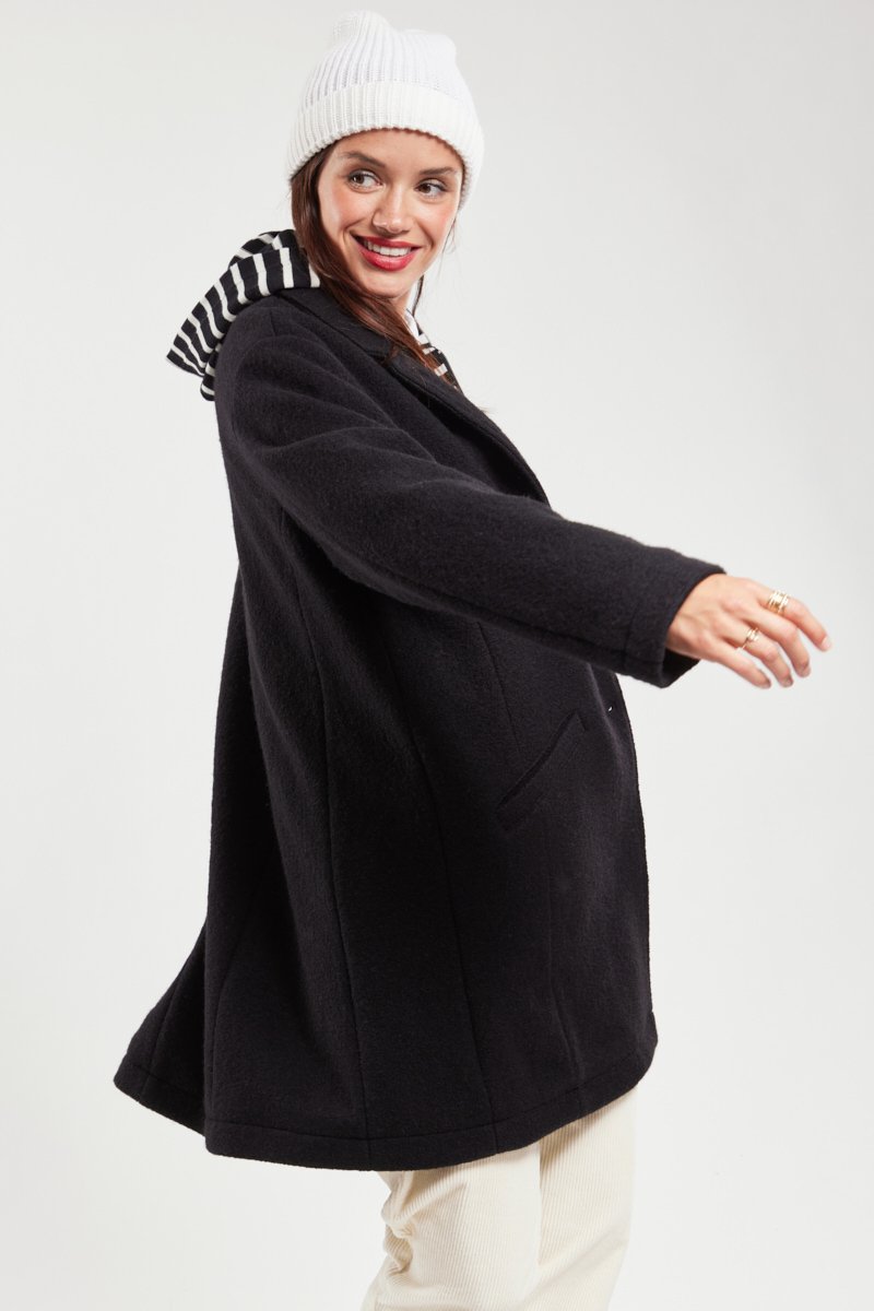 Manteau boutonné - laine bouillie