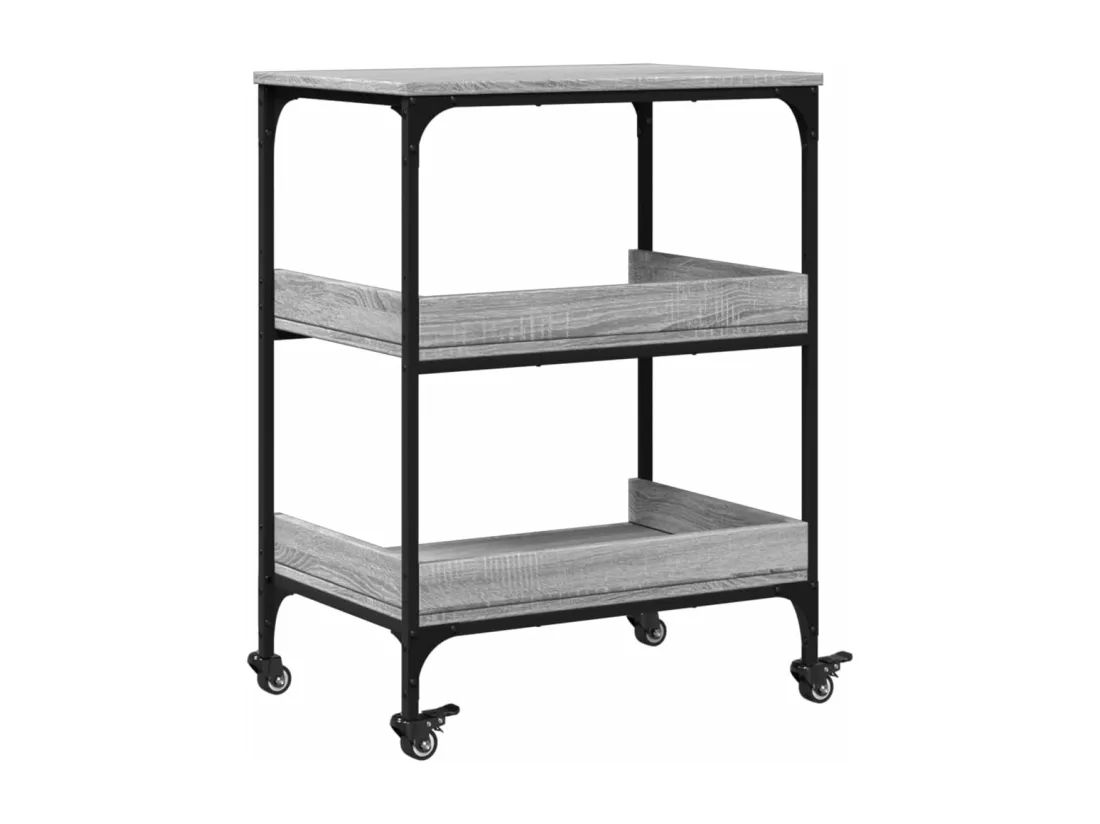 Chariot de cuisine sonoma gris 60x41x80,5 cm bois d'ingénierie
