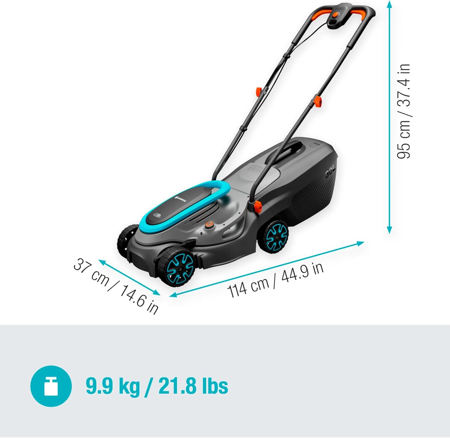 Gardena Akku-Rasenmäher PowerMax 32/18V P4A ohne Akku: 32 cm Schnittbreite, 30 l Fangvolumen, zentrale Schnitthöhenverstellung, bürstenloser PowerPlus Motor mit Eco-Modus (14632-55)