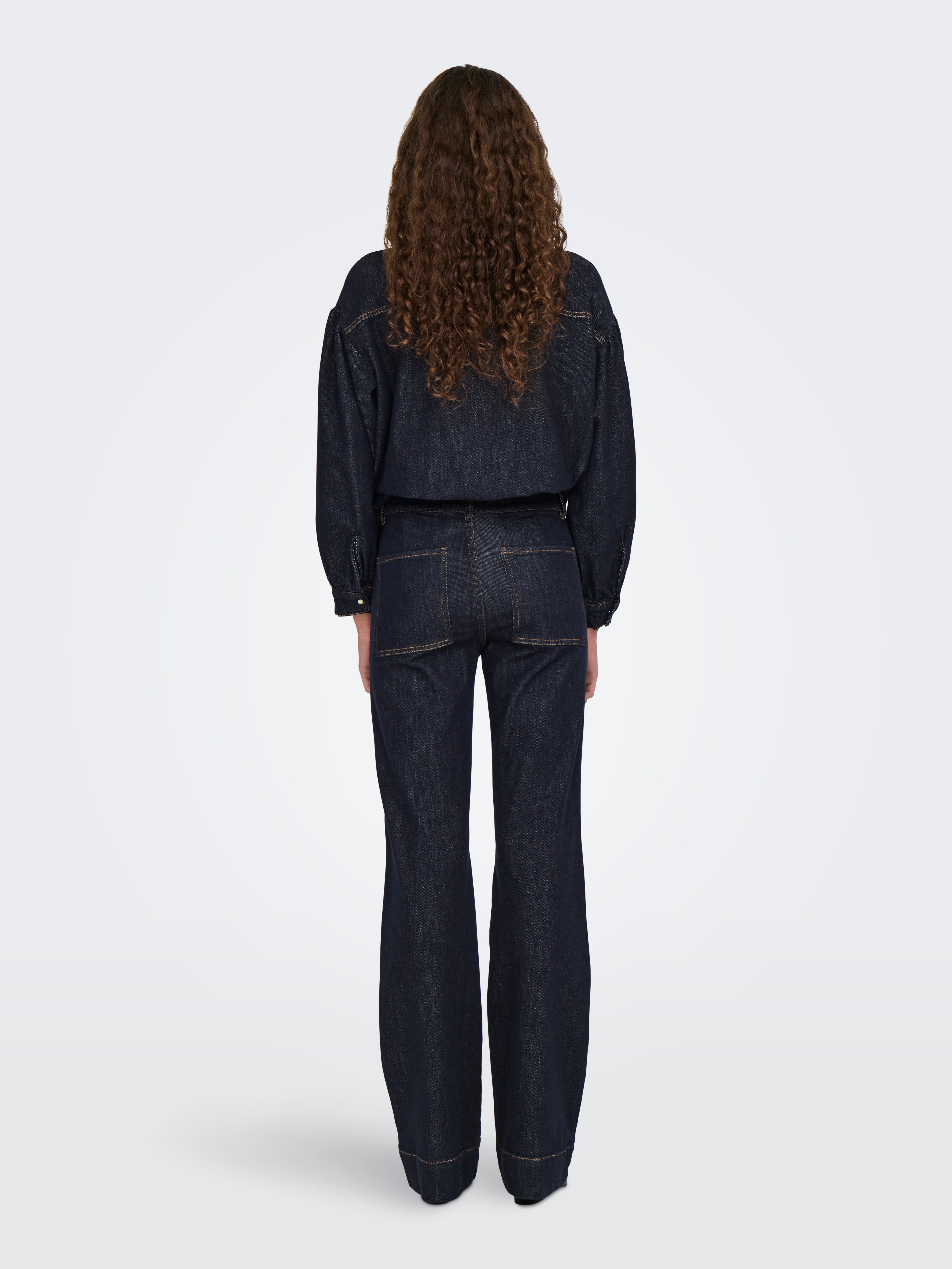 ONLJUICY Hohe Taille Weiter Beinschnitt Jeans Dark Blue Denim