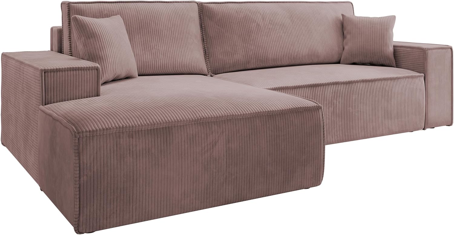 Selsey Sofa Ecksofa Eckcouch Schlafsofa Couch Mit Stauraum Schlaffunktion Pflegeleicht Polyurethanschaum L Form Links Farese Rosa Cordoptik