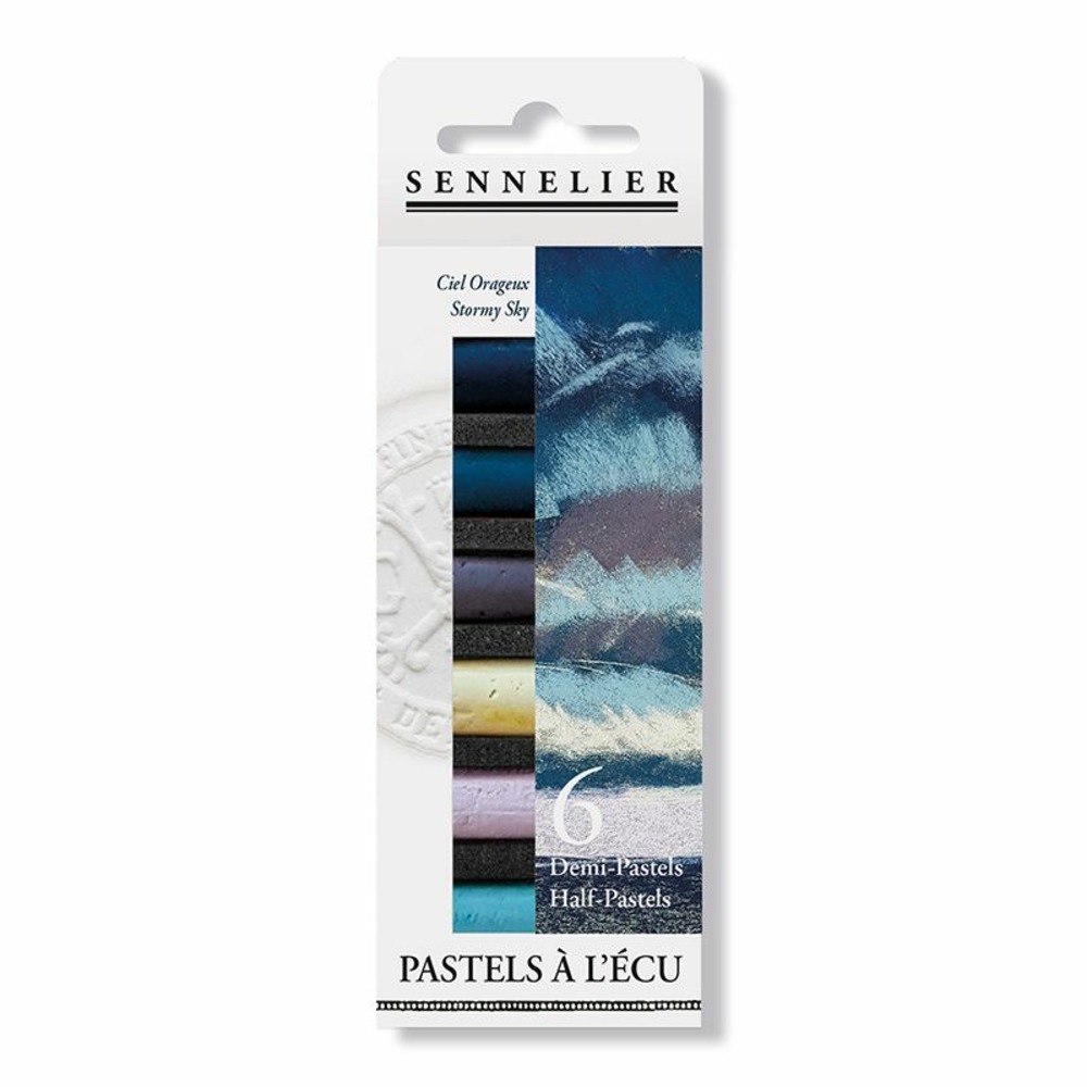 Etui pastels 'a l'écu' - 6 demi-pastels - ciel orageux
