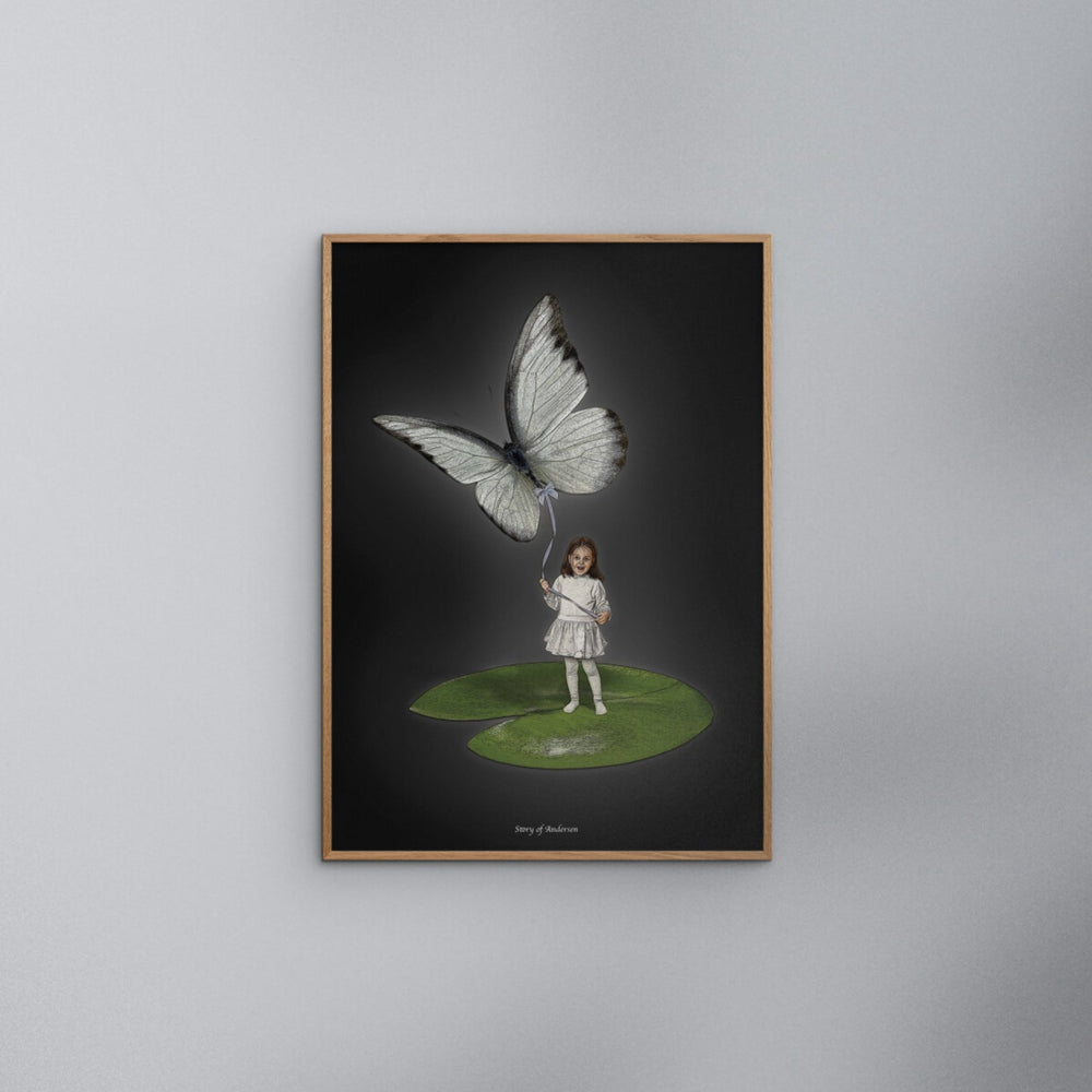 Køb Poster & Frame Story Of Andersen - Tommelise - Hvid/Sort Baggrund