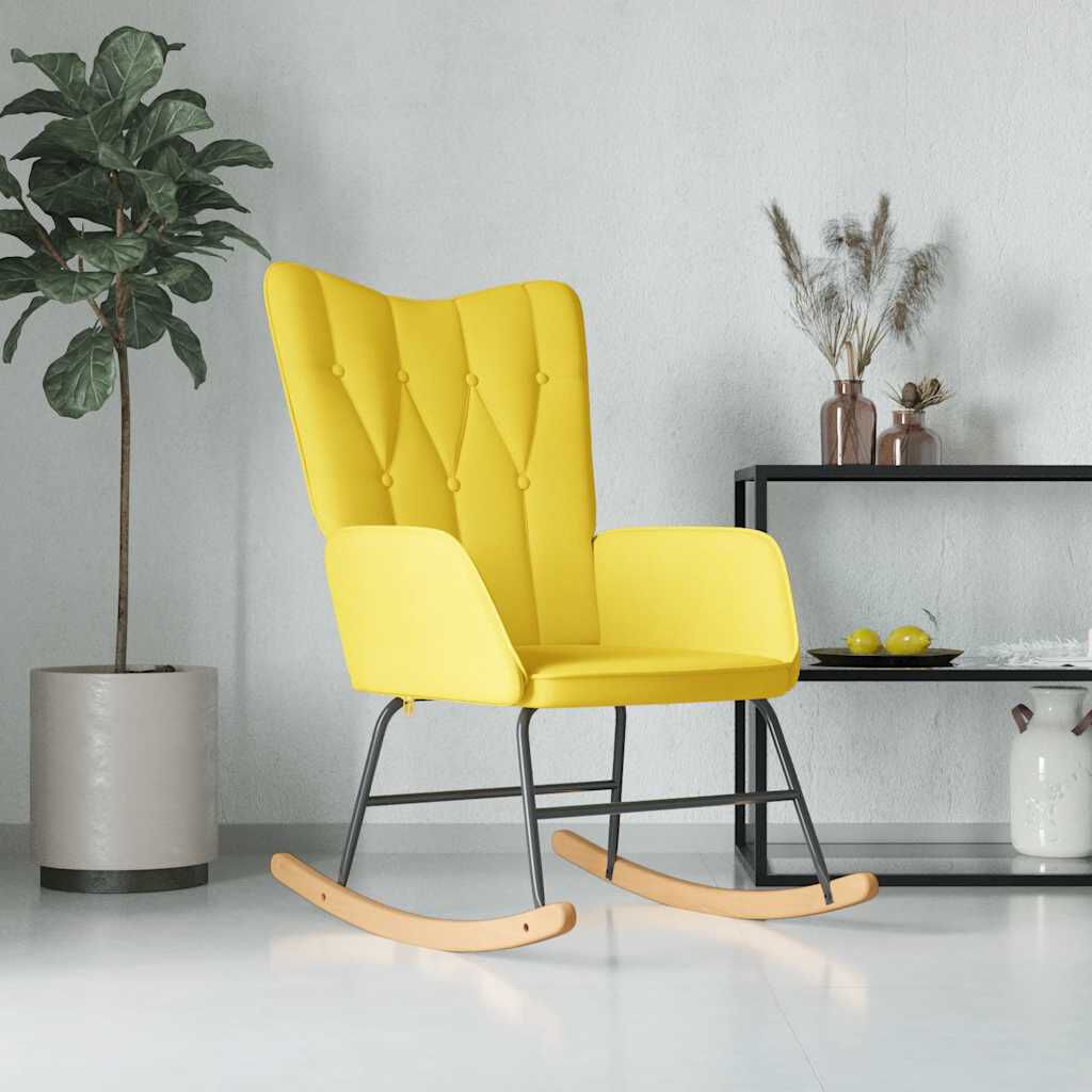 vidaXL Schommelstoel, mosterdgeel, bekleed met stof