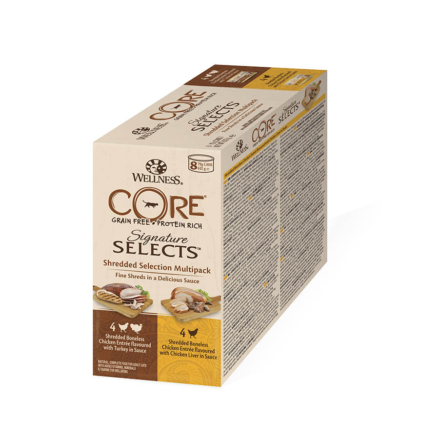 Wellness Core Shredded Selection lata para gatos - Pacote com 8 unidades