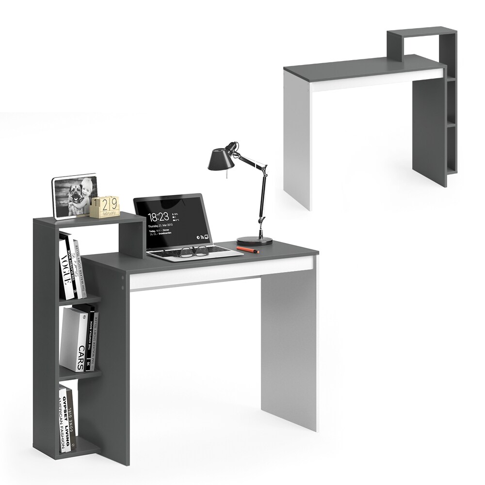 Vicco Schreibtisch Leo Schreibtisch Arbeitstisch Regal PC Tisch Weiß Anthrazit