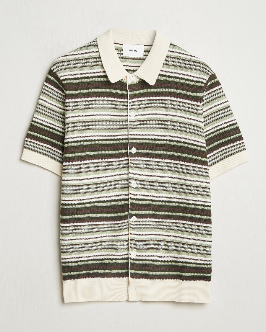 NN07 Nolan Knitted Striped Short Sleeve Shirt Multi