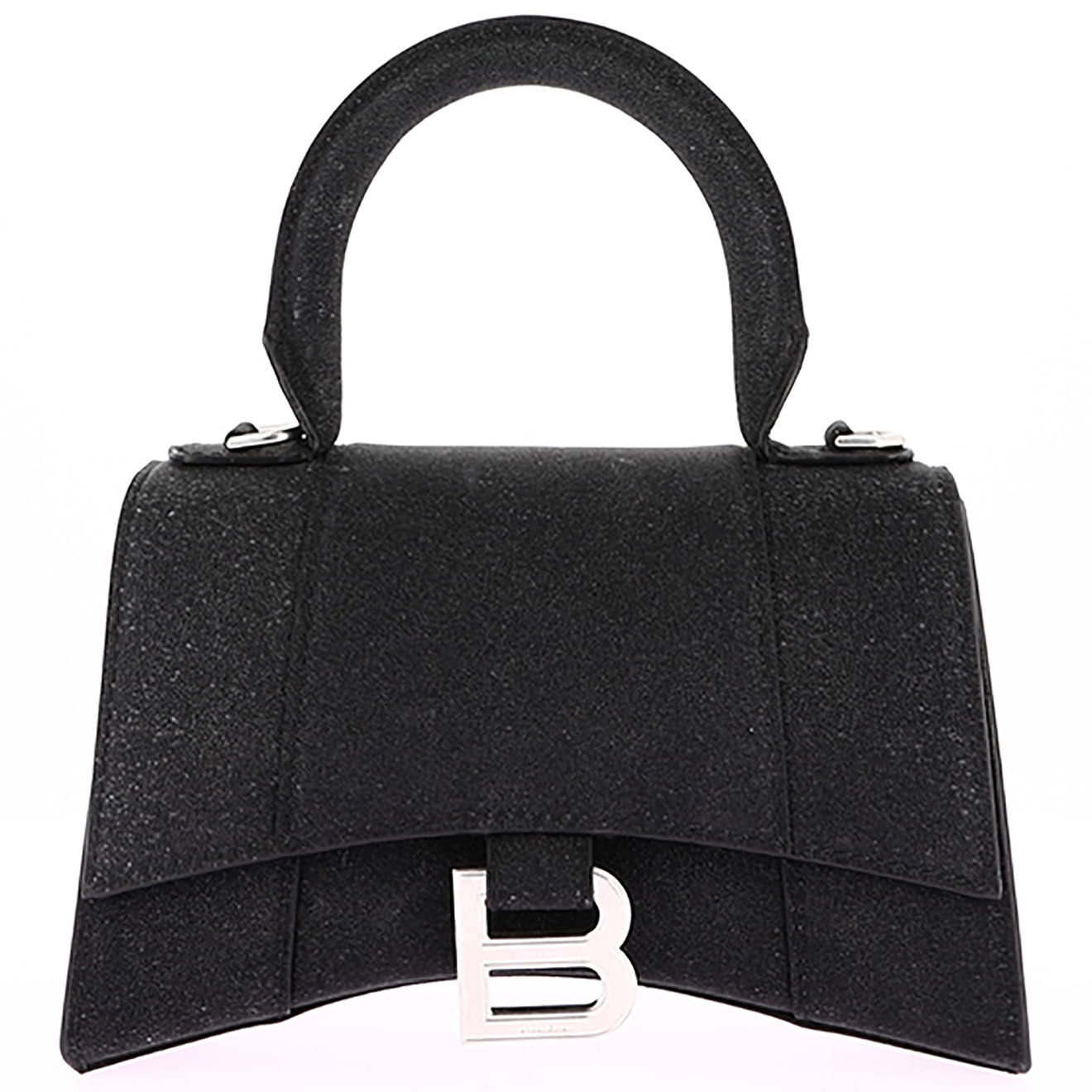 Balenciaga Sac bandoulière Hourglass en Cuir Paillettes noir - Neuf sans étiquette - L.19 cm