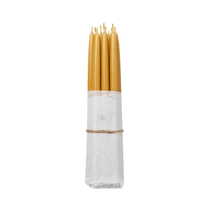Broste Copenhagen - Tapers getauchte Spitzkerze, Ø 1,2 cm, golden yellow (10er-Set)