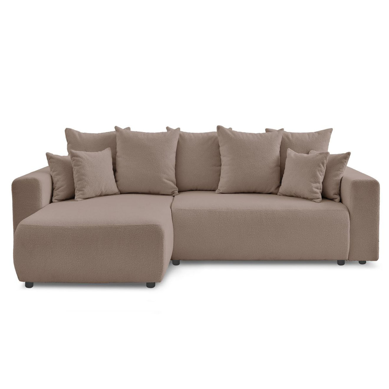Bobochic Canapé d'angle convertible reversible bouclette Envy marron - 282x153x95 cm