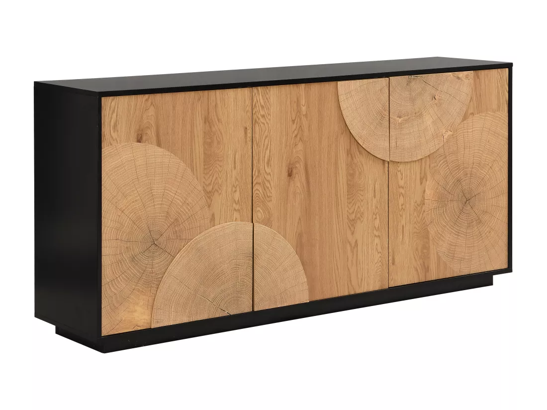 Buffet avec 3 portes en MDF - Naturel et noir - YASMELIA