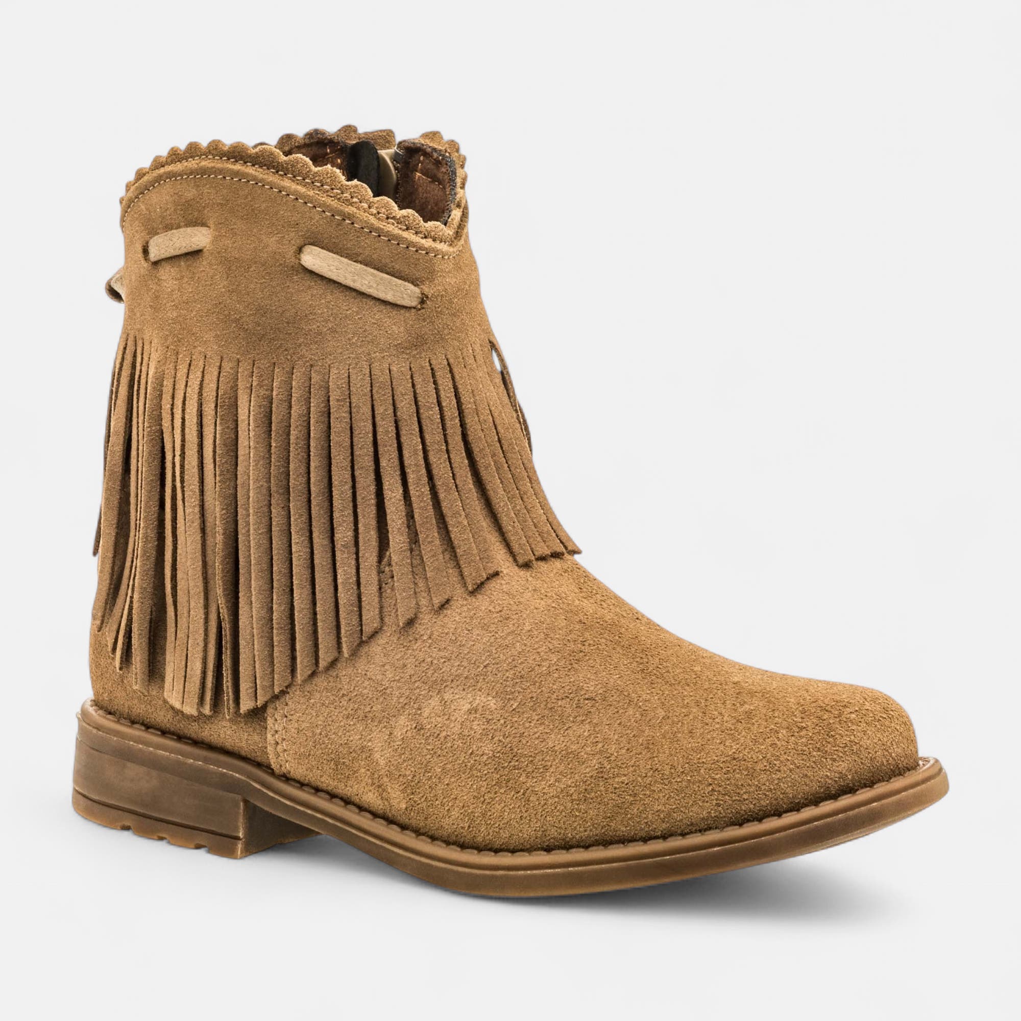 Bottines Fille en cuir beige