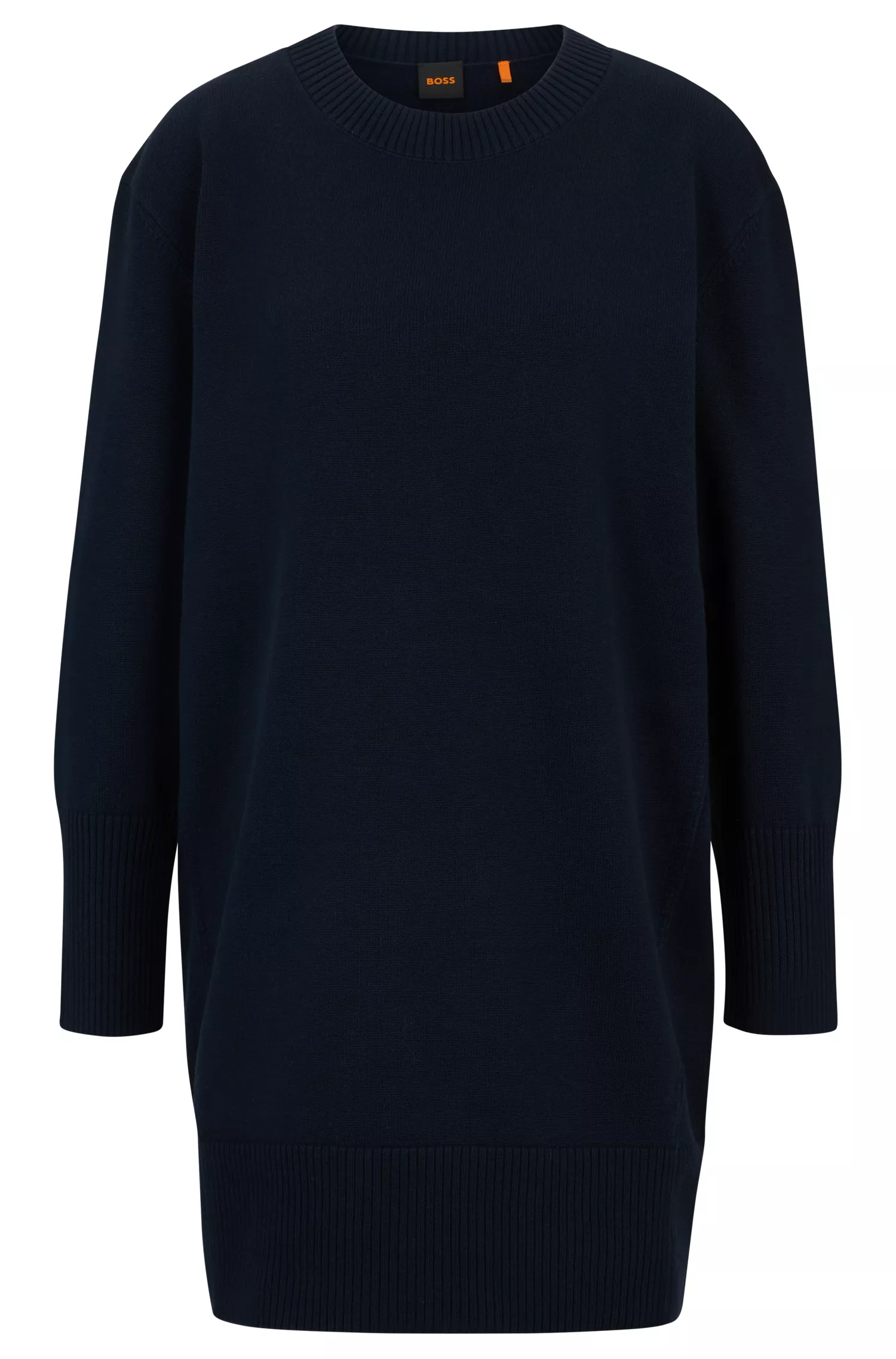 Vestido de malha oversized laranja da BOSS em algodão e lã virgem.