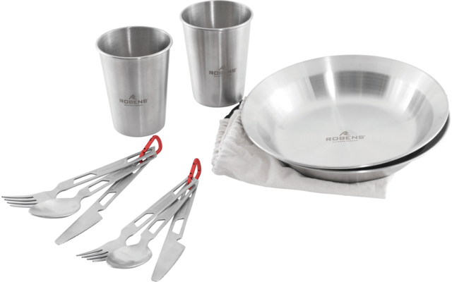 Robens Sierra Steel Meal Set Geschirr-Set 10 teilig mit Tellern / Bechern / Besteck