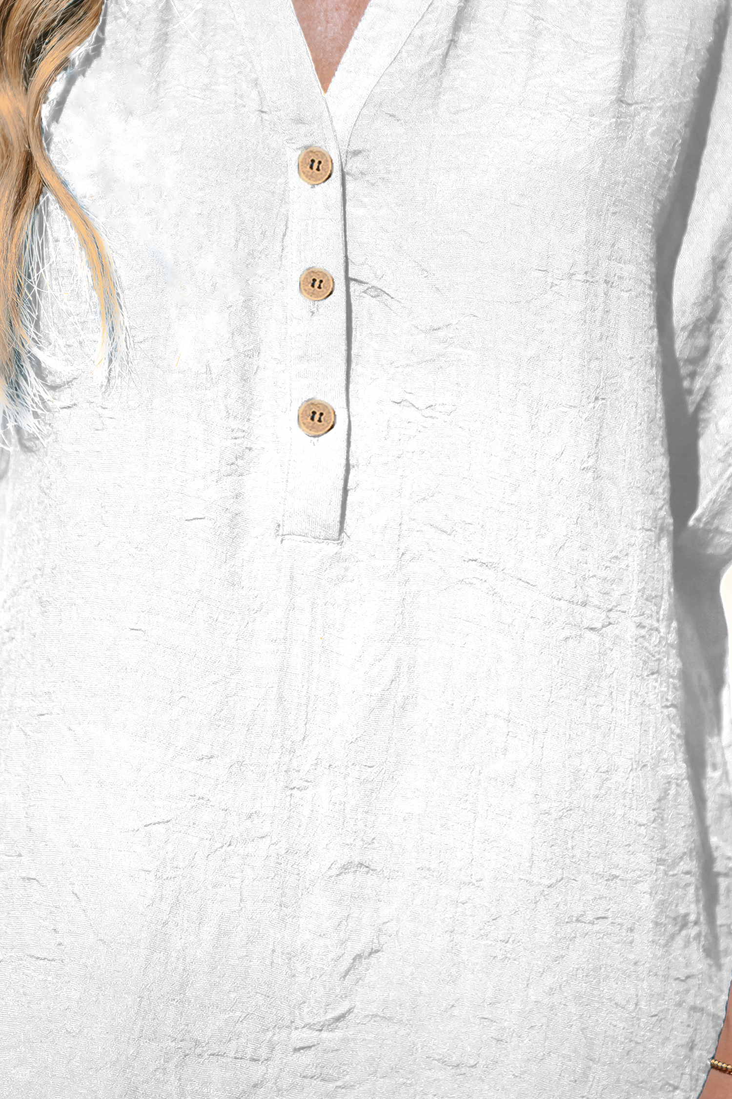 Robe cover up mini à col en V et boutons sur le devant blanche