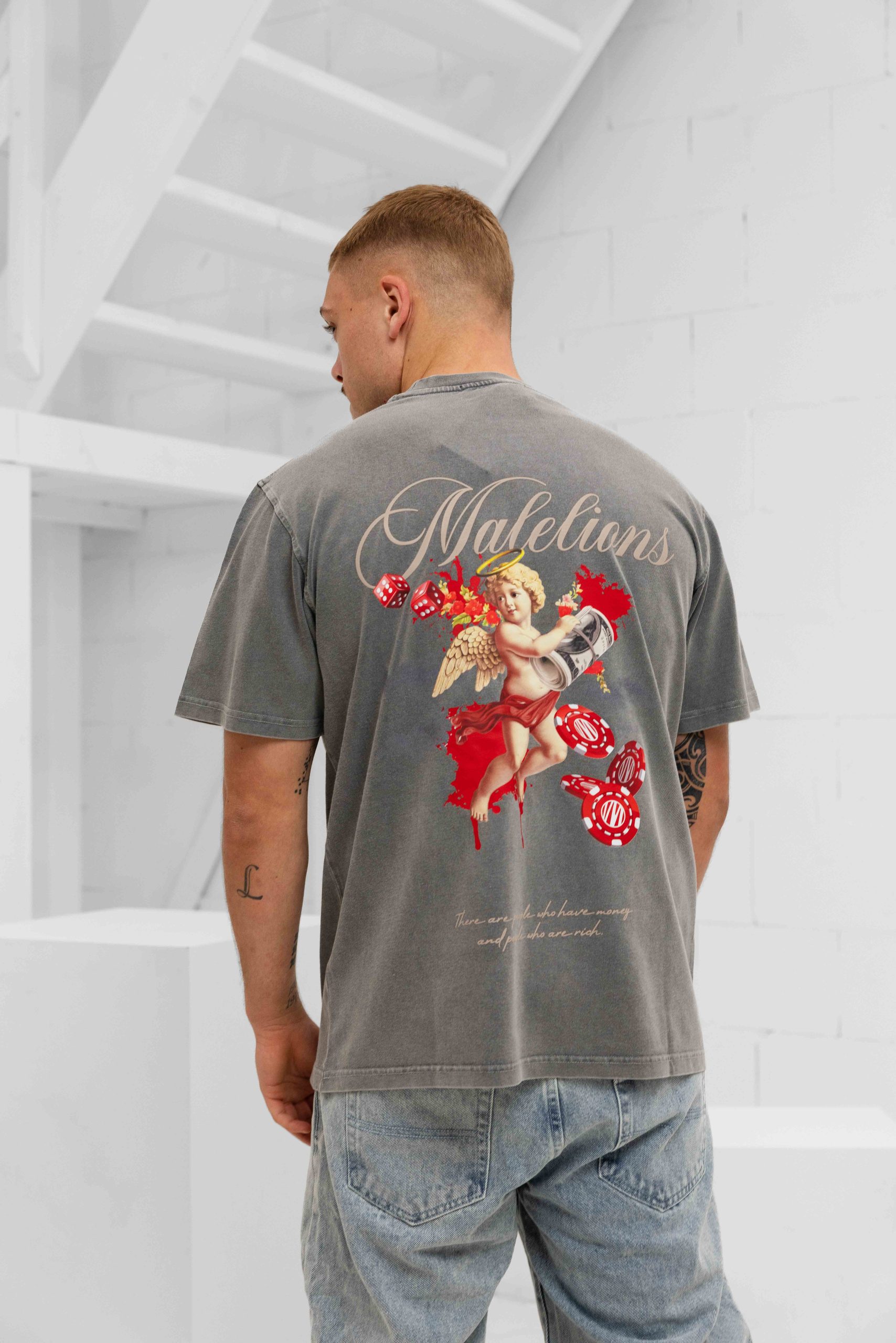 Malelions Angel T-Shirt Heren Grijs