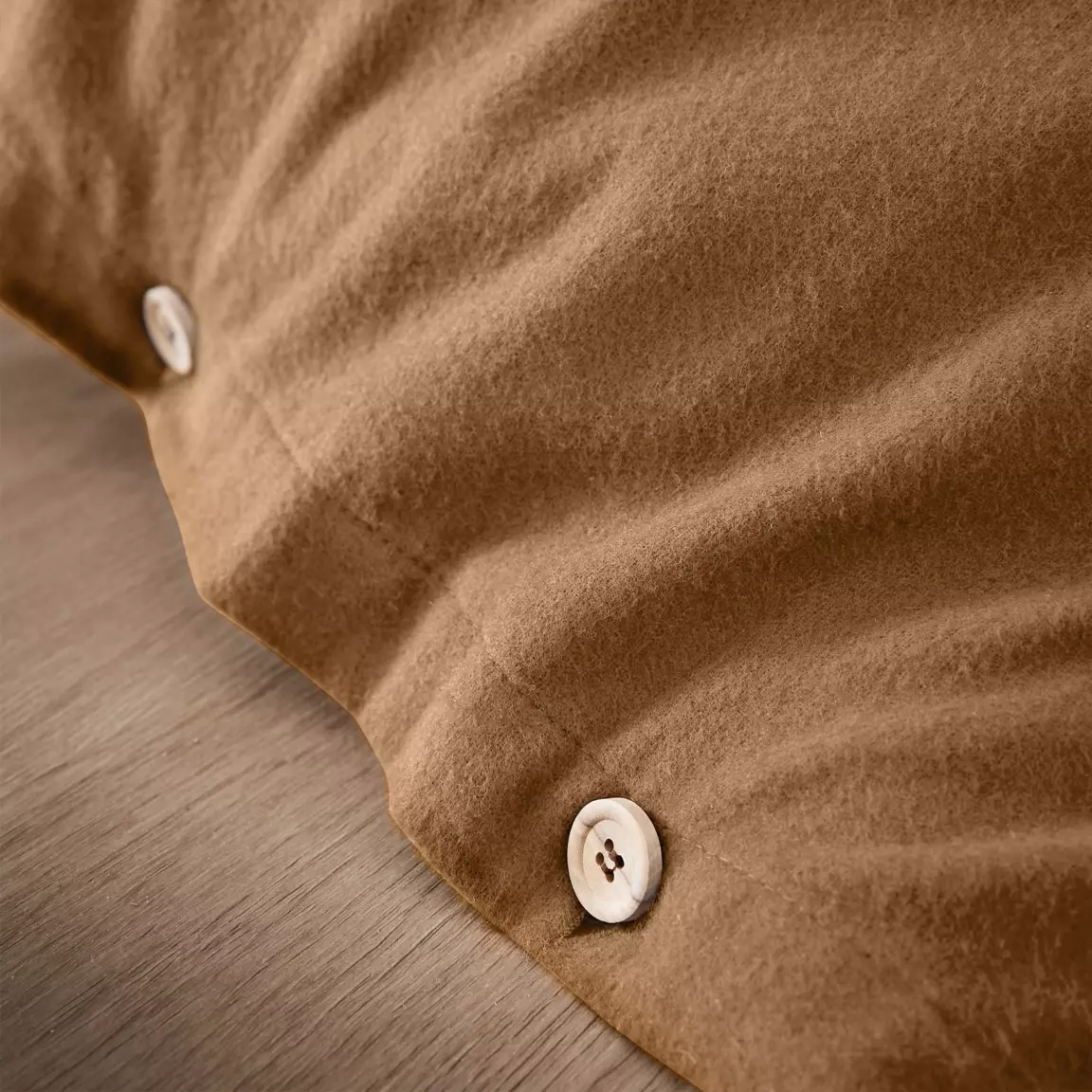 Housse de couette flanelle de coton (240 x 220 cm) Théa Camel