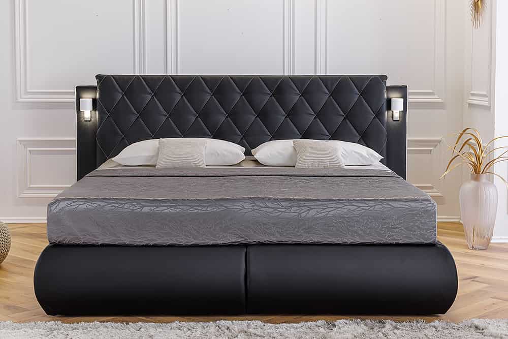 Design Boxspringbett PALAZZO 180x200cm schwarz inkl. Stauraum Matratze Topper