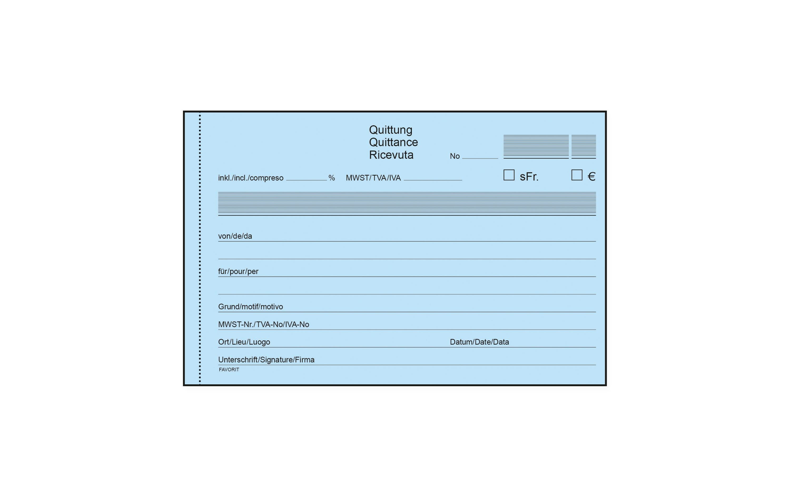 Durchschreibebuch A6 Quittungen, D/F/I, 50 x 2 BlattQuittungs-Buch