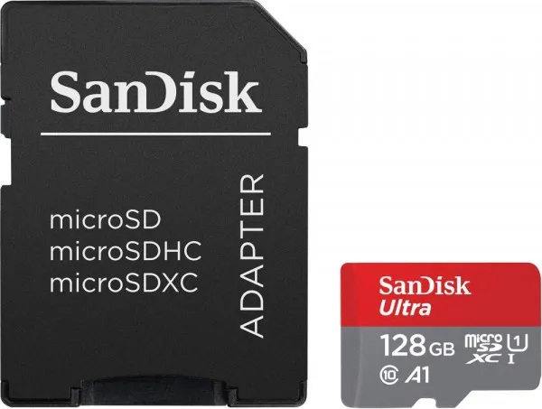 SanDisk Ultra - Flashhukommelseskort (microSDXC til SD adapter inkluderet) - 128 GB - A1 / UHS Class 1 / Class10 - microSDXC UHS-I
