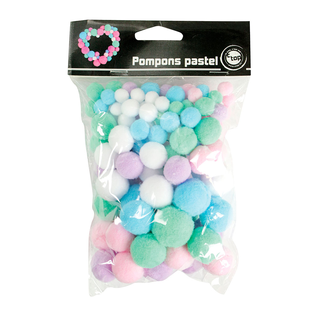 Assortiment de 120 mini-pompons pastel