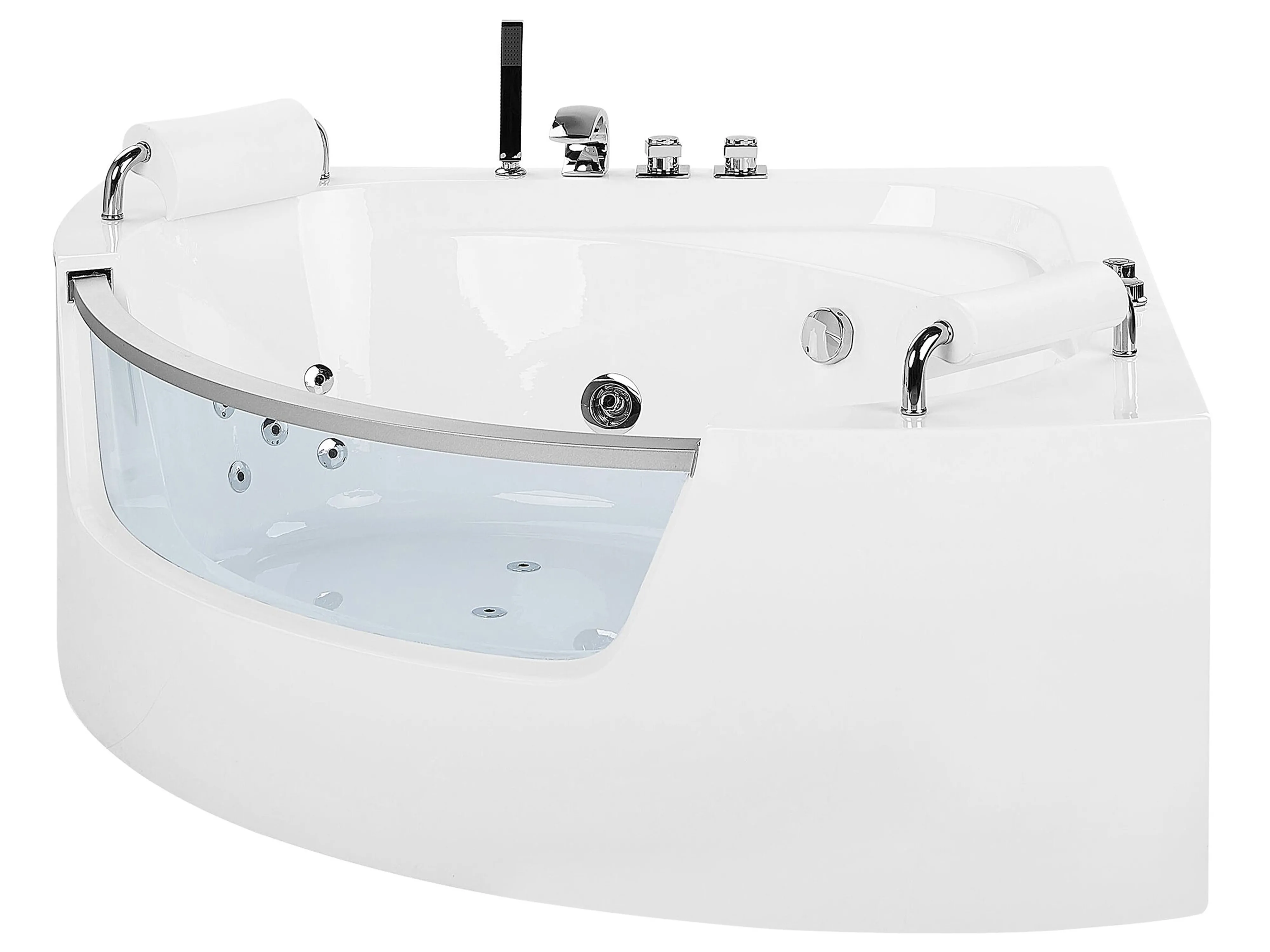 Hoek bubbelbad met LED MANGLE 201 x 150 cm Wit
