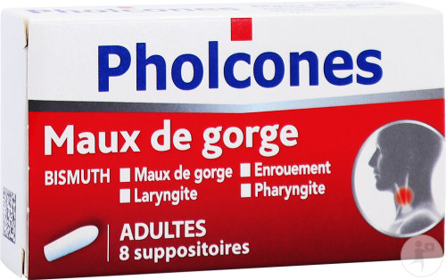 Pholcones Bismuth Adultes Maux De Gorge 8 Suppositoires